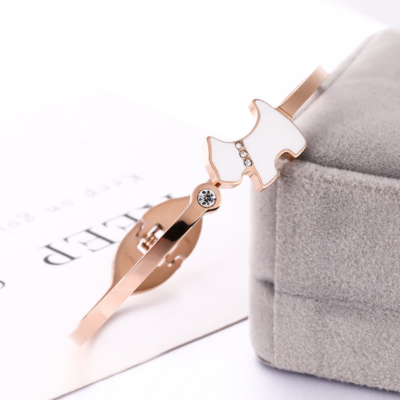 Stylish Stainless Steel Dog Pendant Necklace and Bracelet