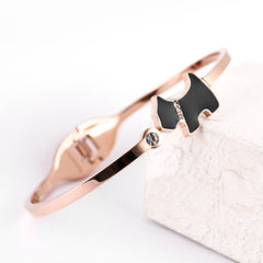 Stylish Stainless Steel Dog Pendant Necklace and Bracelet