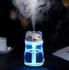Lucky Cat Humidifier with Crystal Colorful Night Light