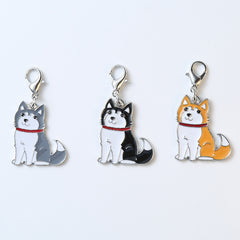 Husky and Dalmatian Dog Keychain Pendant Accessory