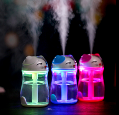 Lucky Cat Humidifier with Crystal Colorful Night Light