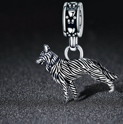 S925 Silver 3D Loyal Shepherd Dog Pendant Charm