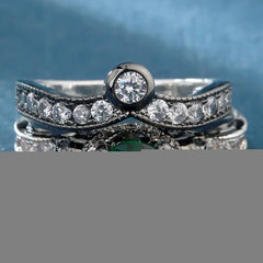 Skull Ring Set with Crystal Zirconia Accents