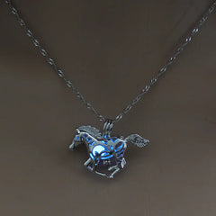 Fashionable Glow-in-the-Dark Horse Pendant Necklace
