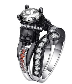 Skull Ring Set with Crystal Zirconia Accents