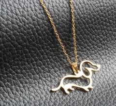 Cute Stainless Steel Dachshund Dog Pendant Necklace