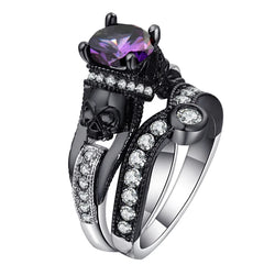 Skull Ring Set with Crystal Zirconia Accents