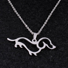 Cute Stainless Steel Dachshund Dog Pendant Necklace
