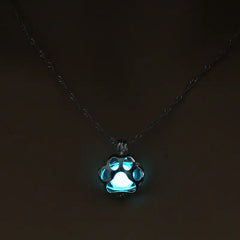 Glow-in-the-Dark Dog Paw Pendant Necklace