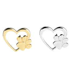 Heart Paw Hollow Brooch - Dog Paw Love Pin