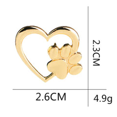 Heart Paw Hollow Brooch - Dog Paw Love Pin