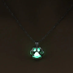 Glow-in-the-Dark Dog Paw Pendant Necklace