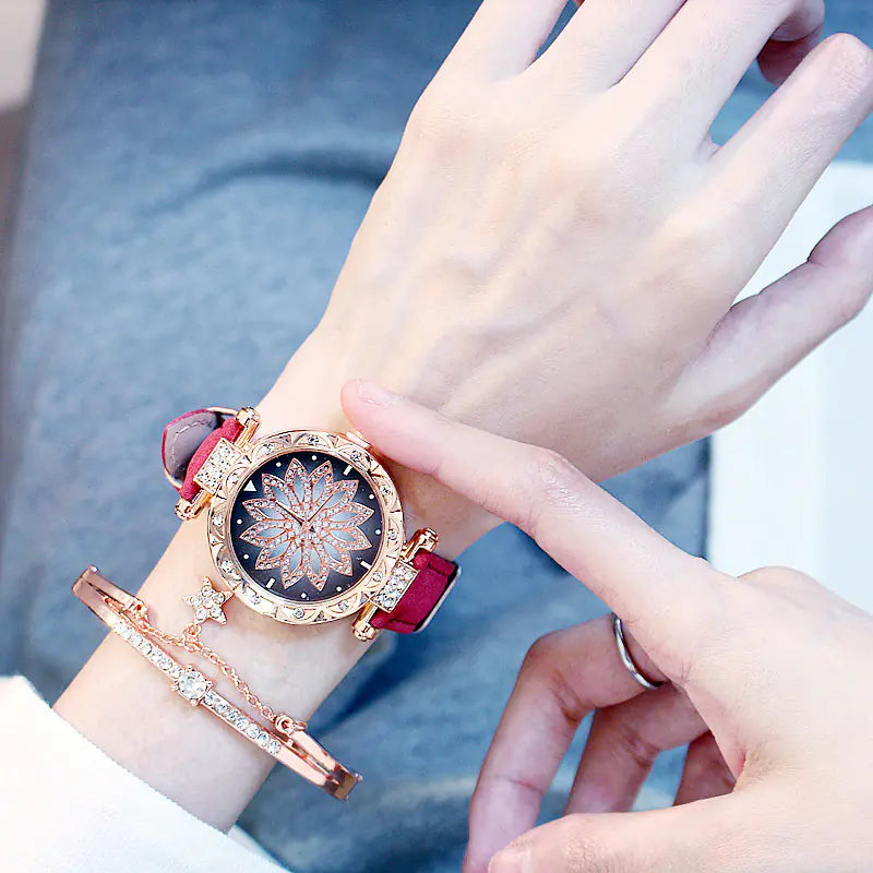 Trendy Waterproof Quartz Watch for Women (Rotating Style)