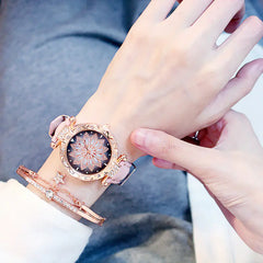 Trendy Waterproof Quartz Watch for Women (Rotating Style)