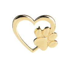 Heart Paw Hollow Brooch - Dog Paw Love Pin