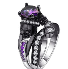 Skull Ring Set with Crystal Zirconia Accents
