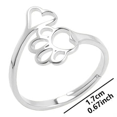 Adjustable Stainless Steel Ring with Love Heart Design