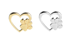 Heart Paw Hollow Brooch - Dog Paw Love Pin