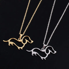 Cute Stainless Steel Dachshund Dog Pendant Necklace