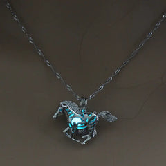 Fashionable Glow-in-the-Dark Horse Pendant Necklace