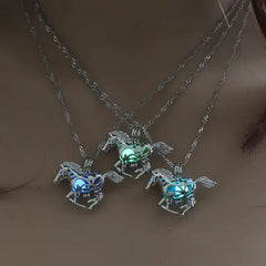 Fashionable Glow-in-the-Dark Horse Pendant Necklace