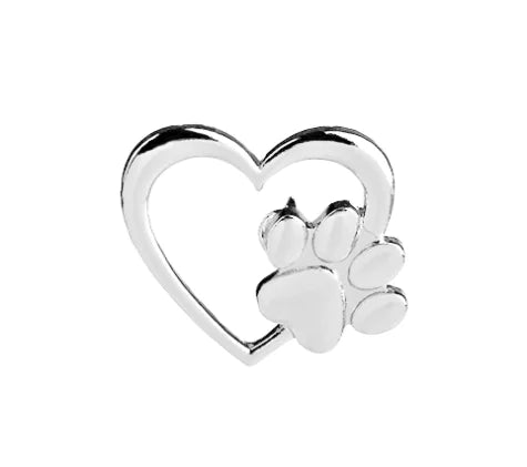 Heart Paw Hollow Brooch - Dog Paw Love Pin