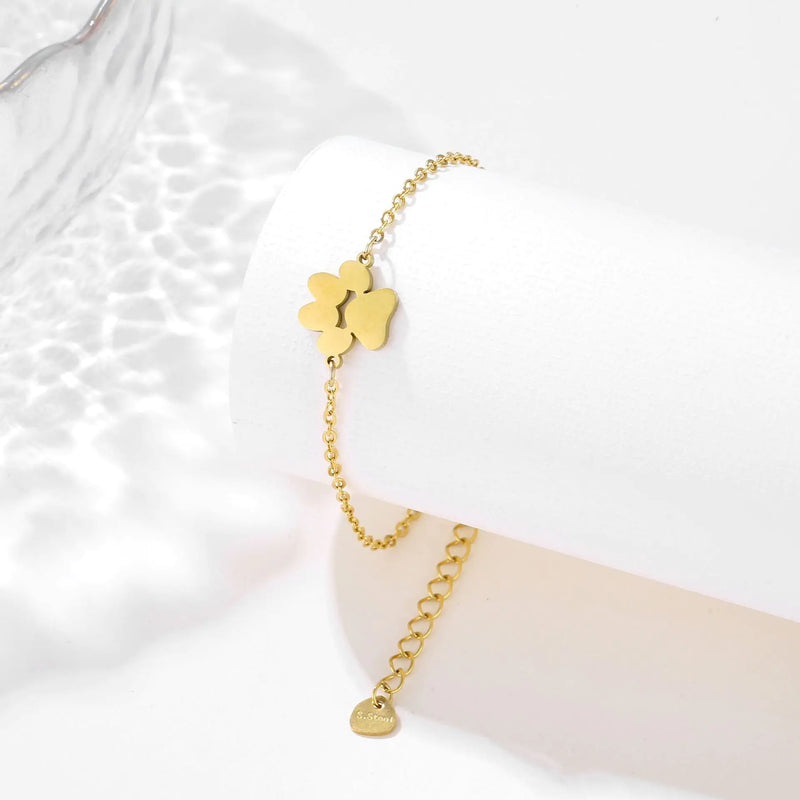 Stainless Steel Dog Paw Print Bracelet