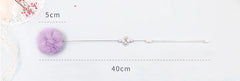 Colorful Pom Pom Cat Teaser Wand with Bell Toy