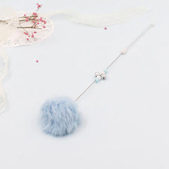 Colorful Pom Pom Cat Teaser Wand with Bell Toy
