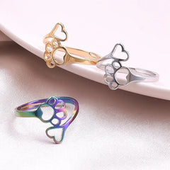 Adjustable Stainless Steel Ring with Love Heart Design