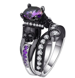 Skull Ring Set with Crystal Zirconia Accents