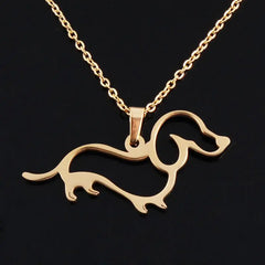 Cute Stainless Steel Dachshund Dog Pendant Necklace