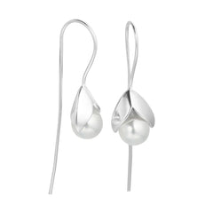 S925 Silver Long Pearl Drop Earrings