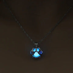 Glow-in-the-Dark Dog Paw Pendant Necklace