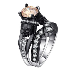 Skull Ring Set with Crystal Zirconia Accents