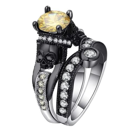 Skull Ring Set with Crystal Zirconia Accents