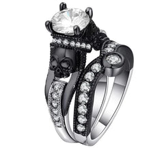 Skull Ring Set with Crystal Zirconia Accents