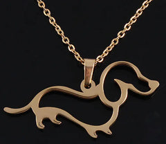 Cute Stainless Steel Dachshund Dog Pendant Necklace