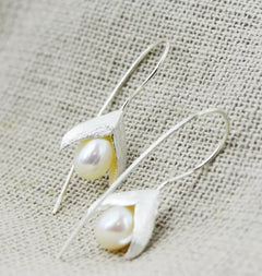 S925 Silver Long Pearl Drop Earrings