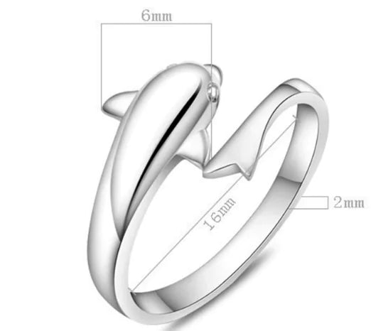 Dolphin Ring, Adjustable Open Ring Design